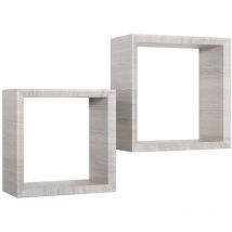 Ahd Amazing Home Design - Estantes cúbicos de pared conjunto de 2 pc mod. Ginevra Roble gris