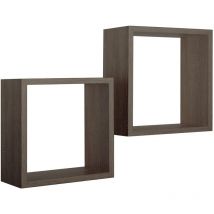 Modularredo - Estantes cúbicos de pared conjunto de 2 pc mod. Q-bis Nogal