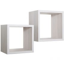 Ahd Amazing Home Design - Estantes cúbicos de pared conjunto de 2 pc mod. Q-bis Maxi Roble blanqueado