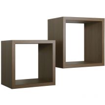 Ahd Amazing Home Design - Estantes cúbicos de pared conjunto de 2 pc mod. Q-bis Maxi Roble tabaco