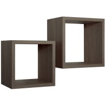 Ahd Amazing Home Design - Estantes cúbicos de pared conjunto de 2 pc mod. Q-bis Maxi Nogal