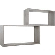 Ahd Amazing Home Design - Estantes de pared rectangulares conjunto de 2 pc mod. Bislungo Roble gris
