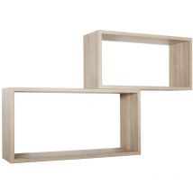 Ahd Amazing Home Design - Estantes de pared rectangulares conjunto de 2 pc mod. Bislungo Roble Sagerau