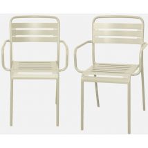 Sillón de jardín en acero, set de 2, Amelia, Beige, 50.4x53x79.5 cm