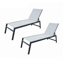 Chillvert - Conjunto de 2 Tumbonas de Jardín Pisa 203x64x43 cm Fabricadas en Aluminio con Almohada Incluida Gris Claro y Antracita