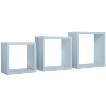 Sanitec - Estantes de pared cúbicos conjunto de 3 pc mod. InCubo Azul