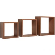Sanitec - Estantes de pared cúbicos conjunto de 3 pc mod. InCubo Cerezo