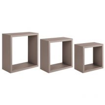 Sanitec - Estantes de pared cúbicos conjunto de 3 pc mod. InCubo Marrón topo