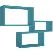 Sanitec - Estantes de pared rectangulares conjunto de 3 pc mod. Trittico Azul atolón