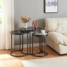 [en.casa] - Conjunto de 3 mesas nido Ulricehamn aglomerado - Negro