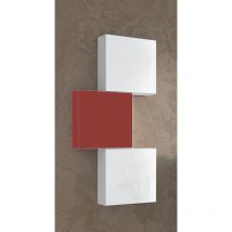 Inve - conjunto de 3 muebles de ordenacion de baño dakota colgar 40X40 blanco lacado - rojo lacado