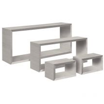 Estantes rectangulares de pared conjunto de 4 pc mod. Merlino Roble gris