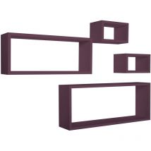 Sanitec - Estantes rectangulares de pared conjunto de 4 pc mod. Merlino Violeta berenjena