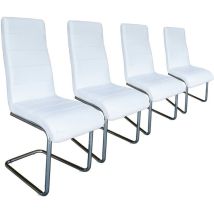 Mog Casa - Conjunto De 4 Sillas Blanco De Comedor En Piel Sintética Patas Cromadas S5