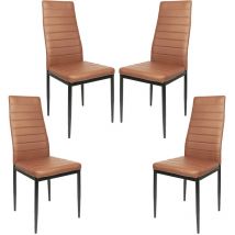 Wyctin - Conjunto de 4 sillas de comedor de estilo contemporáneo - Marrón