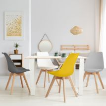Idmarket - Juego de 4 sillas sara mezcla escandinava de colores gris oscuro, gris claro, blanco y amarillo