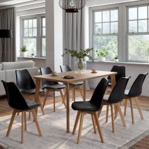 Idmarket - Lote de 8 sillas de comedor escandinavas sara negras