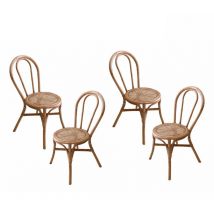 Conjunto de 4 Sillas de Jardín Chillvert Parma 40x52x90 cm Fabricadas en Ratán Natural Resistente Color Marrón Estilo Boho Chic