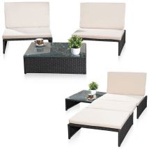 Conjunto de asientos muebles de jardín salón de ratán conjunto de muebles de ratán conjunto de jardín terraza 2 sillones