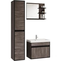 Muebles Slavic - Ensemble de meubles de salle de bain cyprus, ensemble de meubles de salle de bain, lavabo inclus, couleur cave/noir mat