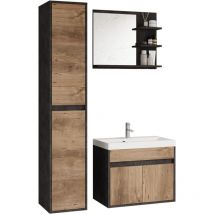 Muebles Slavic - Ensemble de meubles de salle de bain cyprus, ensemble de meubles de salle de bain, lavabo inclus, couleur pot/de châtaignier