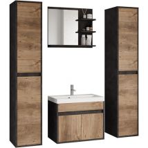 Muebles Slavic - Ensemble de meubles de salle de bain cyprus xl, ensemble de meubles de salle de bain, lavabo inclus, couleur pot/châtaignier