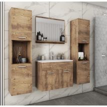 Piaski - Ensemble de meubles de salle de bain montreal xl, ensemble de meubles de salle de bain, lavabo inclus, couleur châtaigne