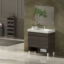 Allstone - Conjunto de Baño nebari con patas - 7 colores distintos 2 puertas o un cajón a elegir- incluye mueble, lavabo y espejo se envía montado