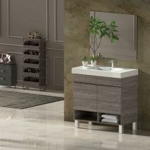 Allstone - Conjunto de Baño nebari con patas - 7 colores distintos 2 puertas o un cajón a elegir- incluye mueble, lavabo y espejo se envía montado