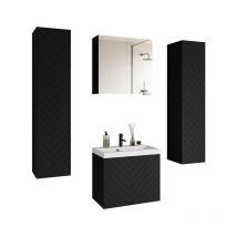 Muebles Slavic - Ensemble de meubles de salle de bain nicea xl, jeu de meubles de salle de bain, lavabo inclus, couleur noir mat à chevrons