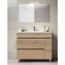 Conjunto de Baño Caprera 2 cajones y una puerta - 7 colores distintos -15 medidas - incluye mueble, lavabo y espejo - Estepa 75 x 45 cm