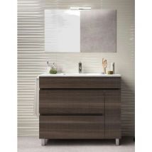 Conjunto de Baño Caprera 2 cajones y una puerta - 7 colores distintos -15 medidas - incluye mueble, lavabo y espejo - Fresno Tea 60 x 45 cm