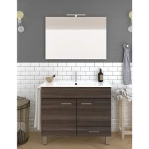 Conjunto De Baño Samos 2 Puertas Y Un Cajón - 7 Colores Distintos -15 Medidas - Incluye Mueble, Lavabo Y Espejo - Fresno Tea 120 X 45 Cm 2 Senos