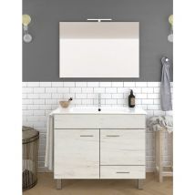 Allstone - Conjunto de Baño Samos 2 puertas y un cajón - 7 colores distintos -15 medidas - incluye mueble, lavabo y espejo - Blanco nórdico 120 x 45