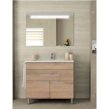 Conjunto de Baño Bahia 2 puertas y un cajón - 7 colores distintos -15 medidas - incluye mueble, lavabo y espejo - Estepa 80 x 45 cm