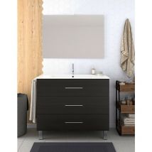 Allstone - Conjunto de Baño Ribera de 3 cajones - 7 colores distintos -15 medidas - incluye mueble, lavabo y espejo - Roble Sinatra 80 x 45 cm