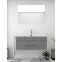 Allstone - Conjunto de Baño Suspendido Florencia cajones - 8 colores distintos -14 medidas - incluye mueble, lavabo y espejo - Combi (Blanco y smoky)