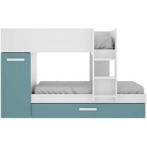 DKT - Conjunto de cama tren Orcera en blanco-esmeralda 150 cm(alto)243 cm(ancho)111 cm(largo)
