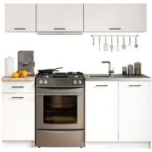 Akord - Conjunto de cocina oliwia G1 18m Blanco 180 cm 6 puertas 1 cajón frente en color Blanco 6 estantes 180x46x174 cm