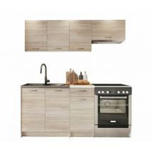 Usinestreet - Conjunto de cocina Trenton 101, Roble Sonoma + Beige, 180x60cm, Encimera, Aglomerado laminado