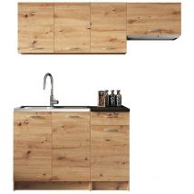 Conjunto de cocina Trenton 101, Roble Artisan + Negro, 180x60cm, Encimera, Aglomerado laminado