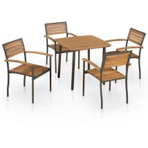 Doc&et² - Conjunto de comedor de exterior 5 piezas madera maciza de acacia y acero