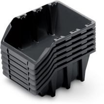 Kistenberg - Conjunto de contenedores de almacenamiento 25 unidades, tipo largo, 6 piezas, color negro, medidas 249x158x114mm, apilables, ideales