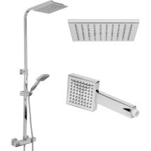 Ecd Germany - Sistema Columna de Ducha con Grifo Mezclador Termostático Cromo con Ducha de Lluvia y Teleducha Cabezal Angular Rociador Acero