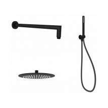 Ponsi - Conjunto de ducha con rociador de Ø25 en color negro mate Ercos Round BNKISK0014 Negro mate