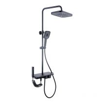 Conjunto de ducha de lluvia - 30 cm - negro - grifo termostático, teleducha y rociador