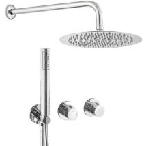 Conjunto de ducha empotrada a pared monomando gramola cromado ø 20cm