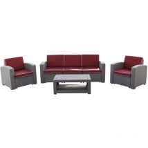 Chillvert - Conjunto de Jardín Treviso Resina 1 Sofá+ 2 Sillones + 1 Mesa Gris Claro