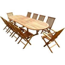 C&l Jardin - Conjunto de jardín de teca aceitado haasi 8 sillas y 2 sillones jumak