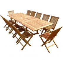 C&l Jardin - Conjunto de jardín de teca aceitado kaloa 12 sillas jumak